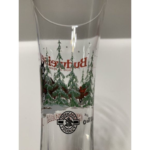 Vintage 1989 Budweiser Christmas Holiday Clydesdale Horses Pilsner Beer Glass - Picture 8 of 11